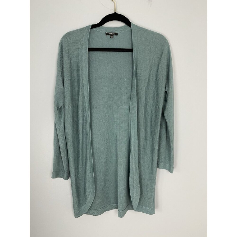 Premise Light Teal Open Front Cardigan Sweater Women's Size Small Long Sleeve